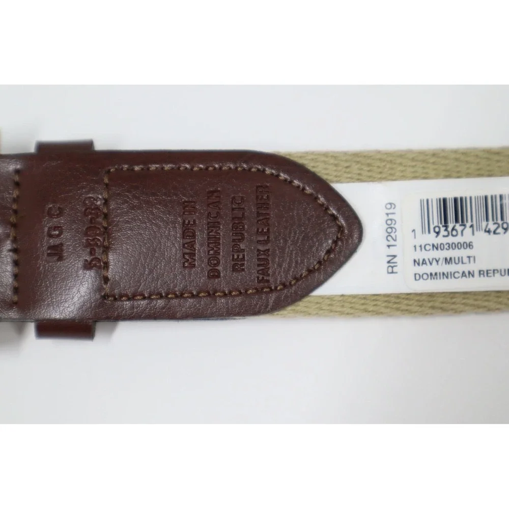Club Room Men's‎ Faux Leather Christmas Belt - Navy - Size Small